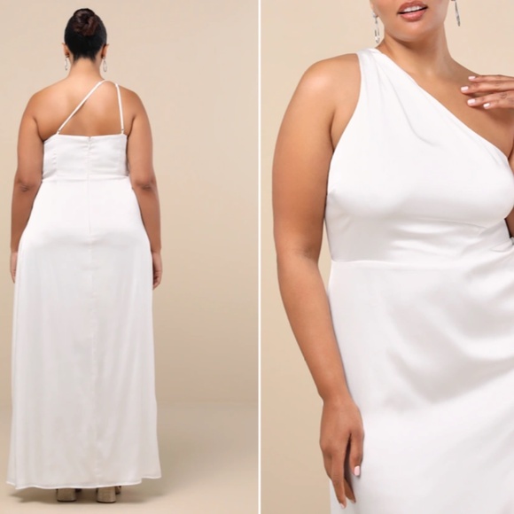 LULUS Bridal Wedding Shower Reception Bachelorette Sexy Flowy Romantic Satin Max - Picture 4 of 7